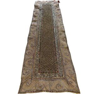 Vtg Handmade Heavily Embellished Beaded Sequin Embroidered Table Runner  Read